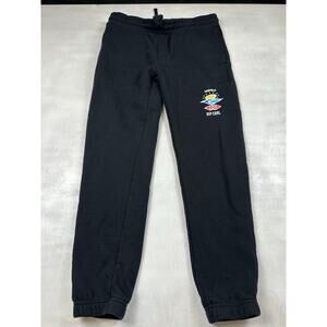 Rip Curl Black Straight Leg Pants with Colorful Logo